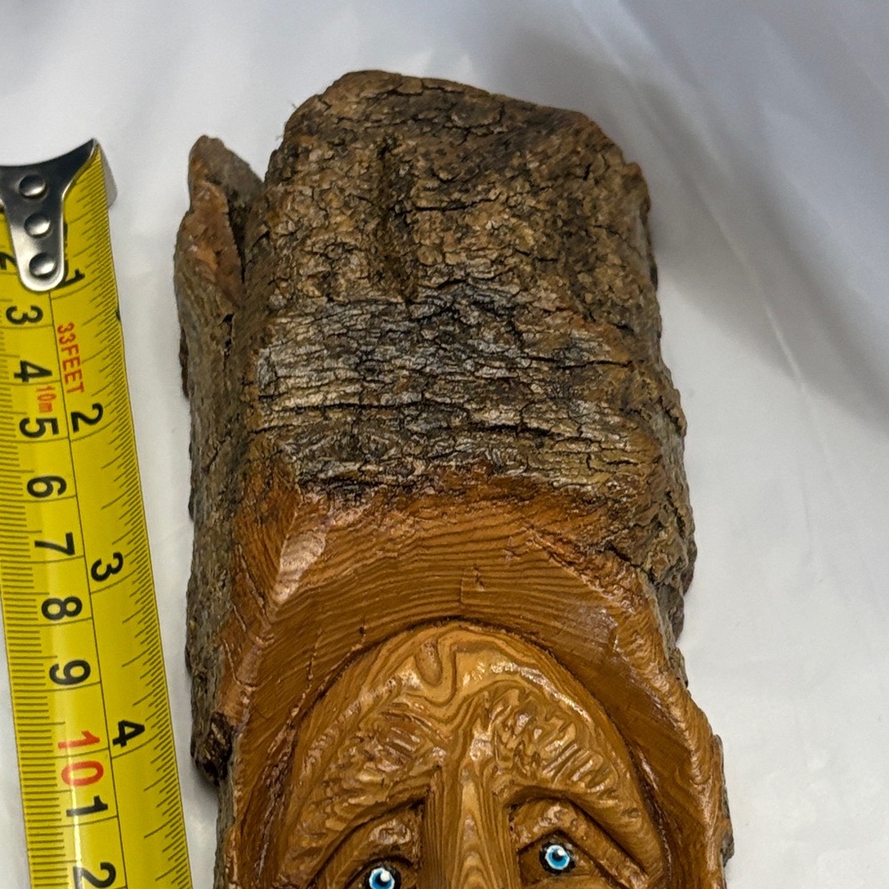 Hand-Carved Wooden Beard Face Wall Hanging - Rustic Brown - Picture 3 of 10